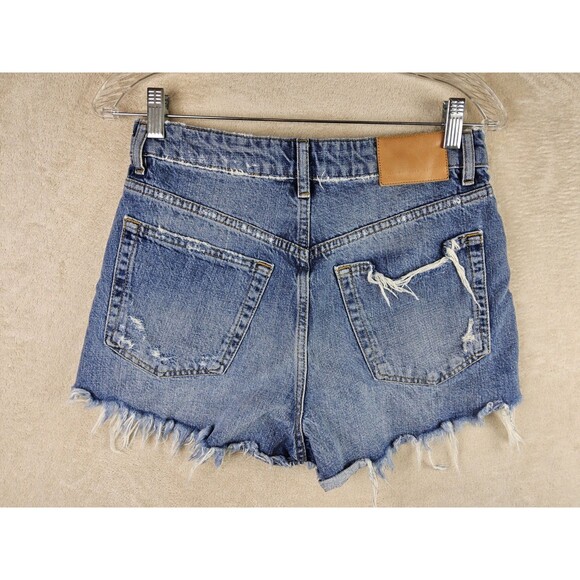 Zara Women’s The HW Distressed Denim Cut Off Jean Shorts Size 4 - Picture 2 of 3